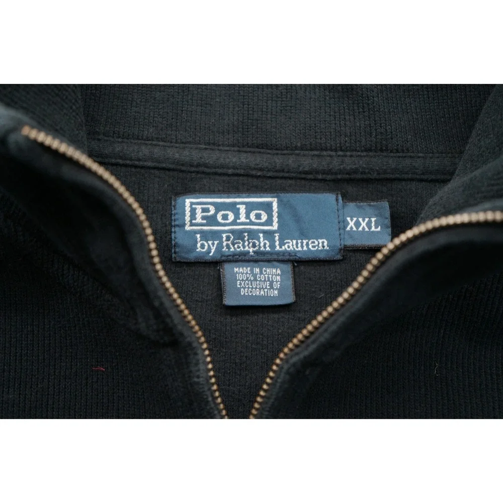 Vintage Polo Ralph Lauren Sweater Men's XXL Blue‎ Quarter Zip Lonf Sleeve